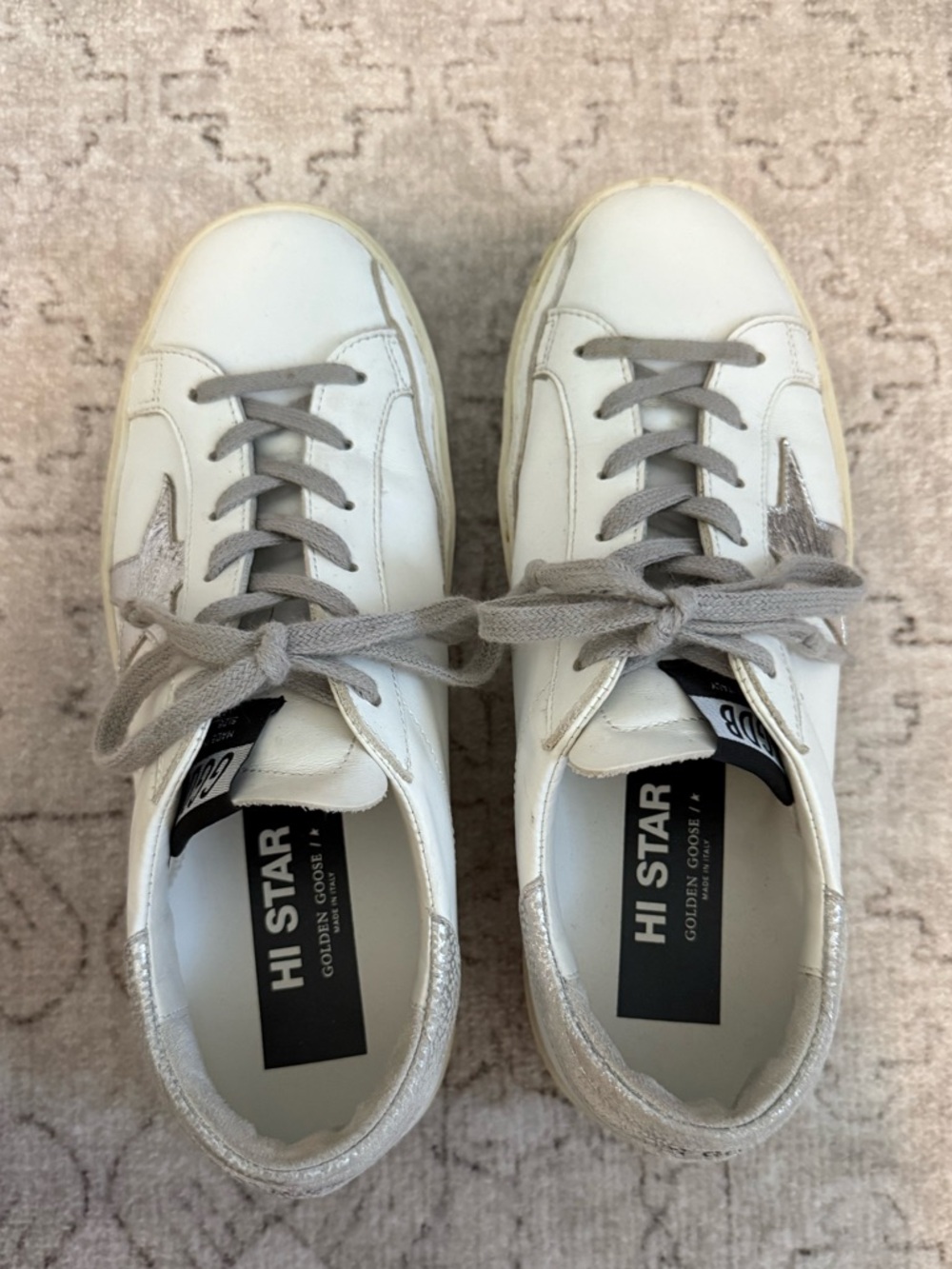 Golden Goose White Leather Low-Top Sneaker with Silver Star - Picture 3 of 3